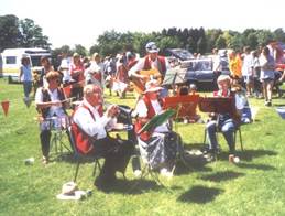 The first appearance of the Bagg’s Tree Buskers, at the Harwell Feast on 26th May 1997.