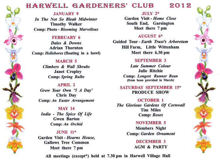 Harwell Gardener's Club Calendar 2012
