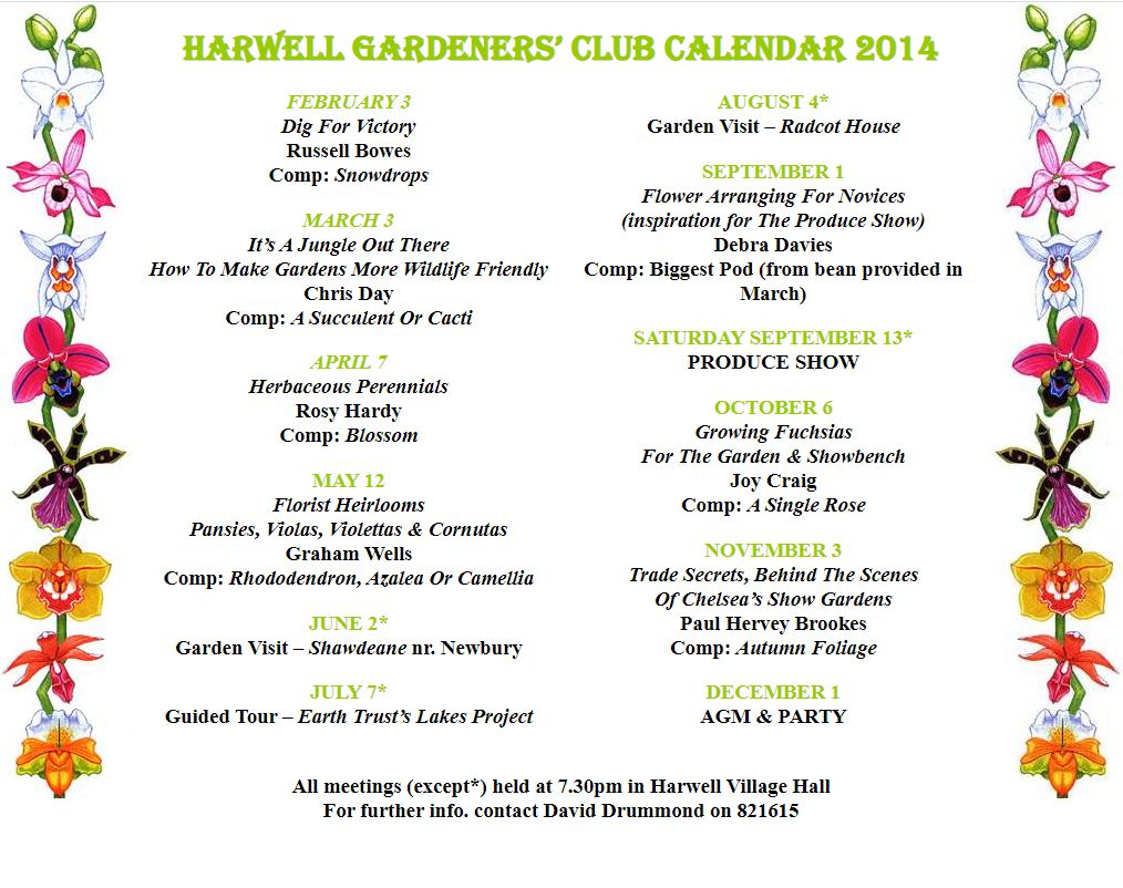 Harwell Gardener's Club Calendar 2014